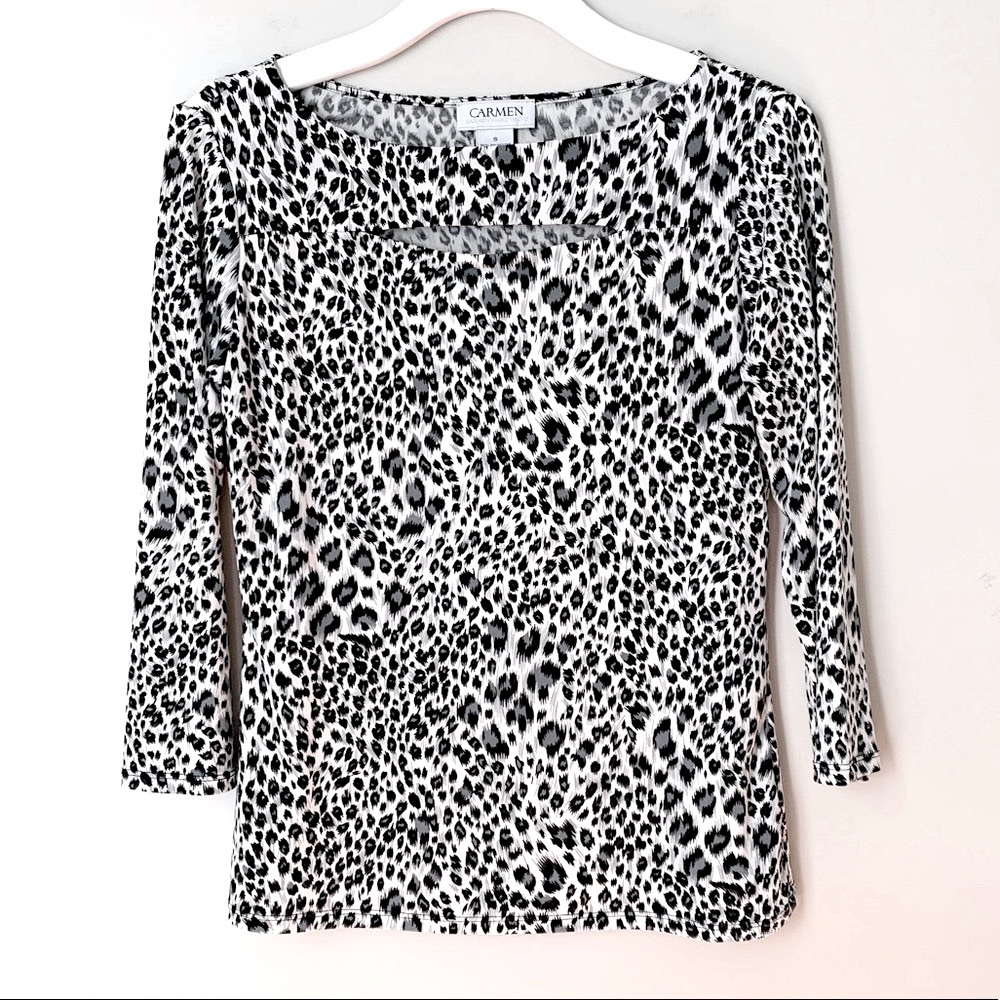 Carmen Marc Valvo size S animal print top - Picture 6 of 13